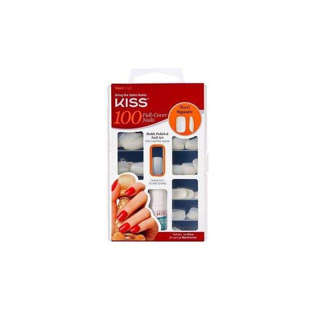 Kiss Nails Full Cover Fake Nails - Short Square - 100ct | Target