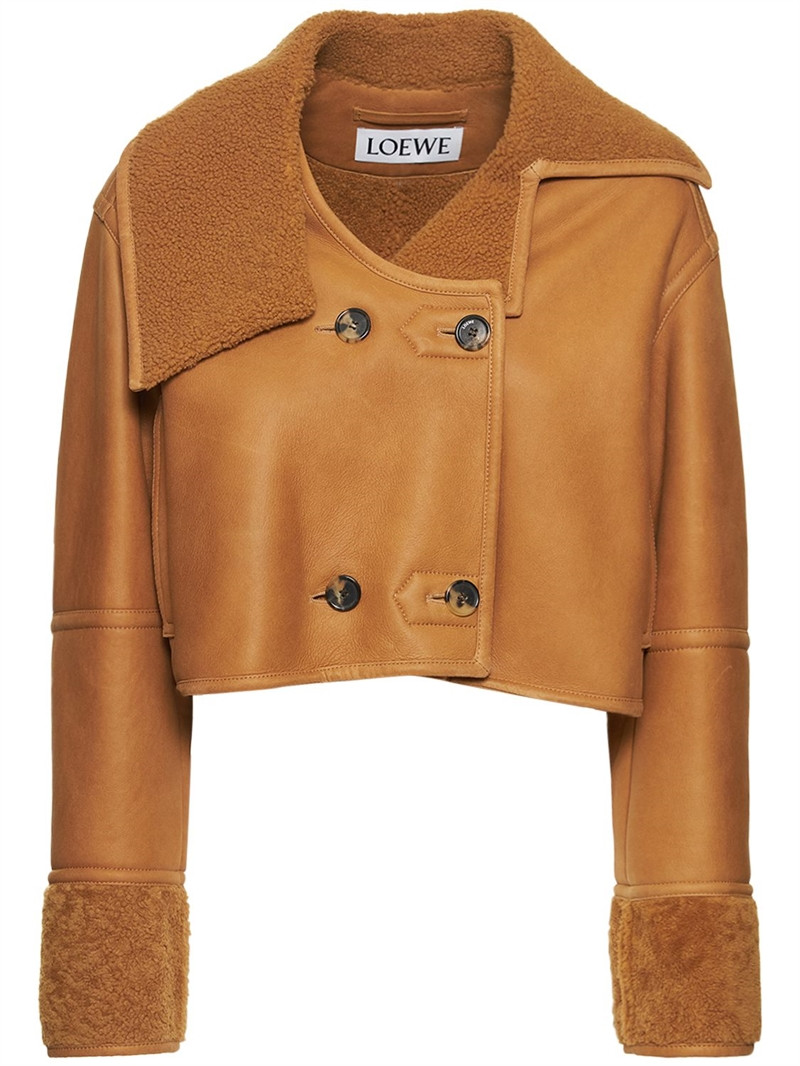 Shearling deconstructed cropped jacket - Loewe - Women | Luisaviaroma | Luisaviaroma