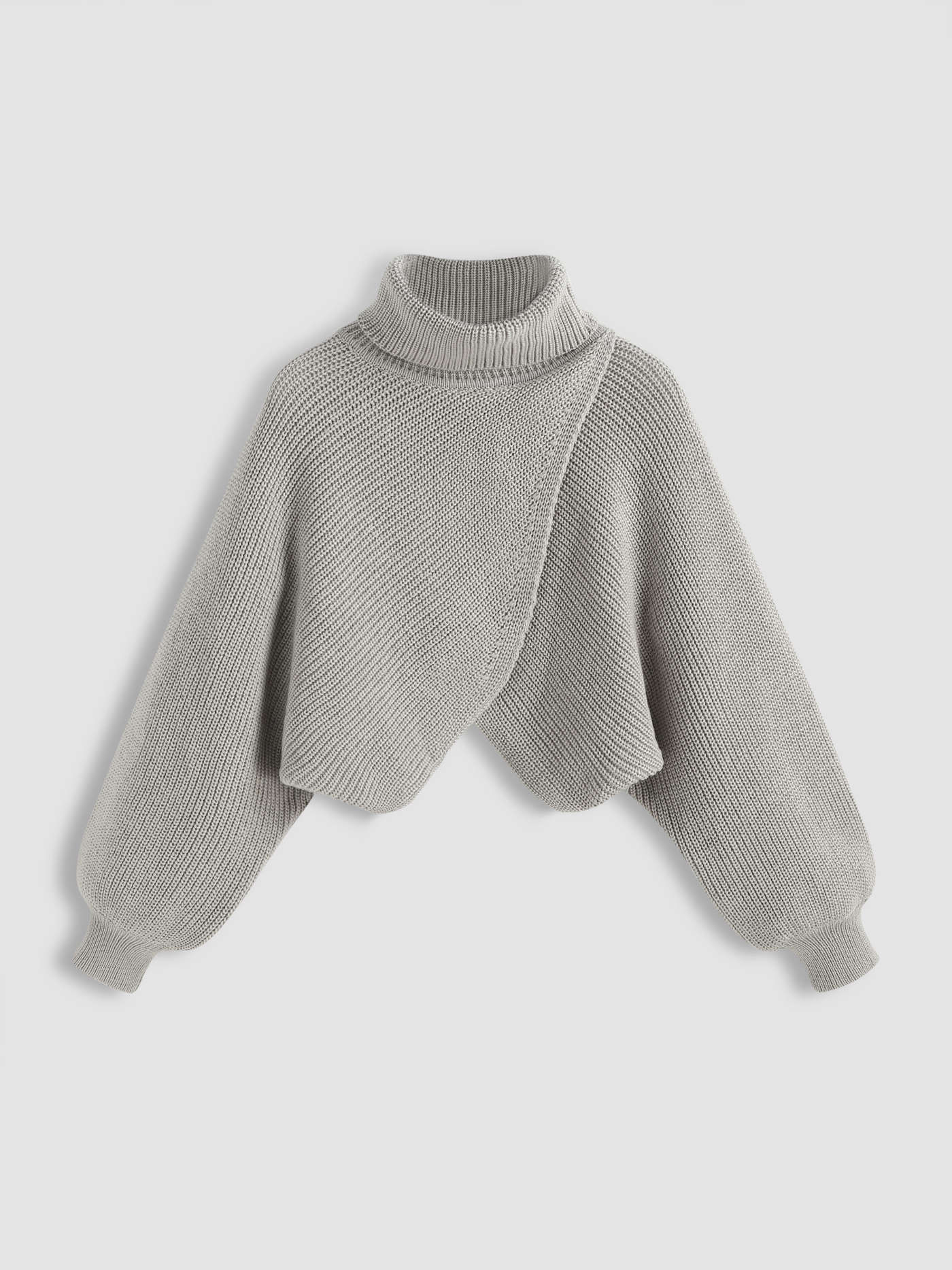 Fall Sweater Knit Fabric High Neck Solid Knitted Long Sleeve Crop Sweater | Cider