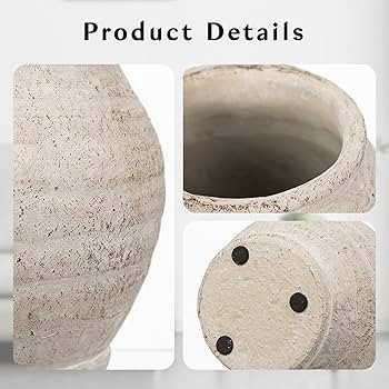 Briful Rustic Vintage Ceramic Pottery Vase, 6.1'' Farmhouse Table Decor with Distressed Texture, ... | Amazon (US)