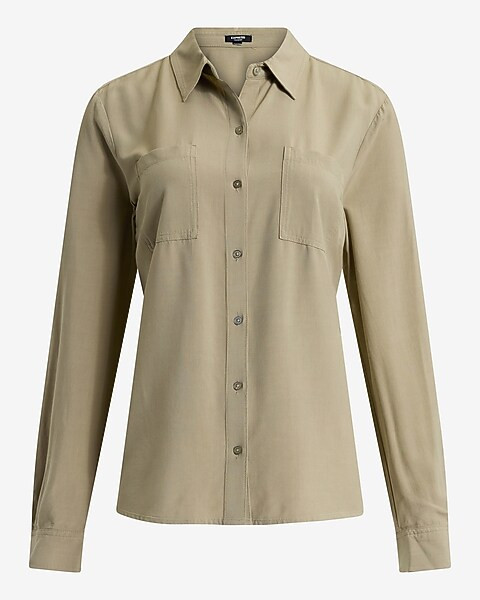 Lightweight Rayon Double Pocket Relaxed Portofino Shirt | Express
