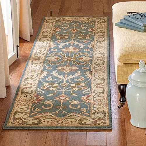 SAFAVIEH Heritage Collection Runner Rug - 2'3" x 6', Blue & Beige, Handmade Traditional Oriental Wool, Ideal for High Traffic Areas in Living Room, Bedroom (HG811B) | Amazon (US)