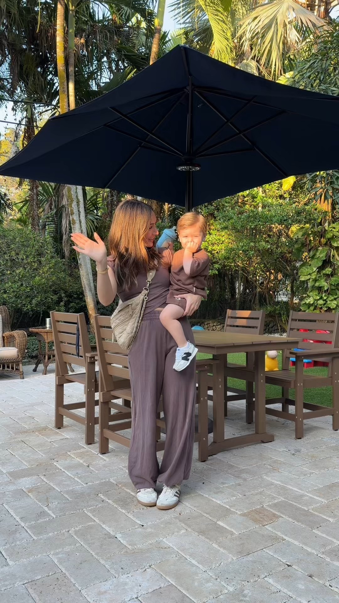 Coordinating with my mini! I’m wearing xs set small top 25 short jeans and he wears size 2! 