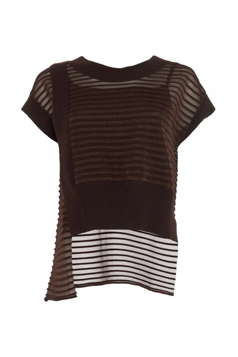 ASYMMETRIC RIBBED MESH TOP | Leem | CULT MIA | CULT MIA UK LTD