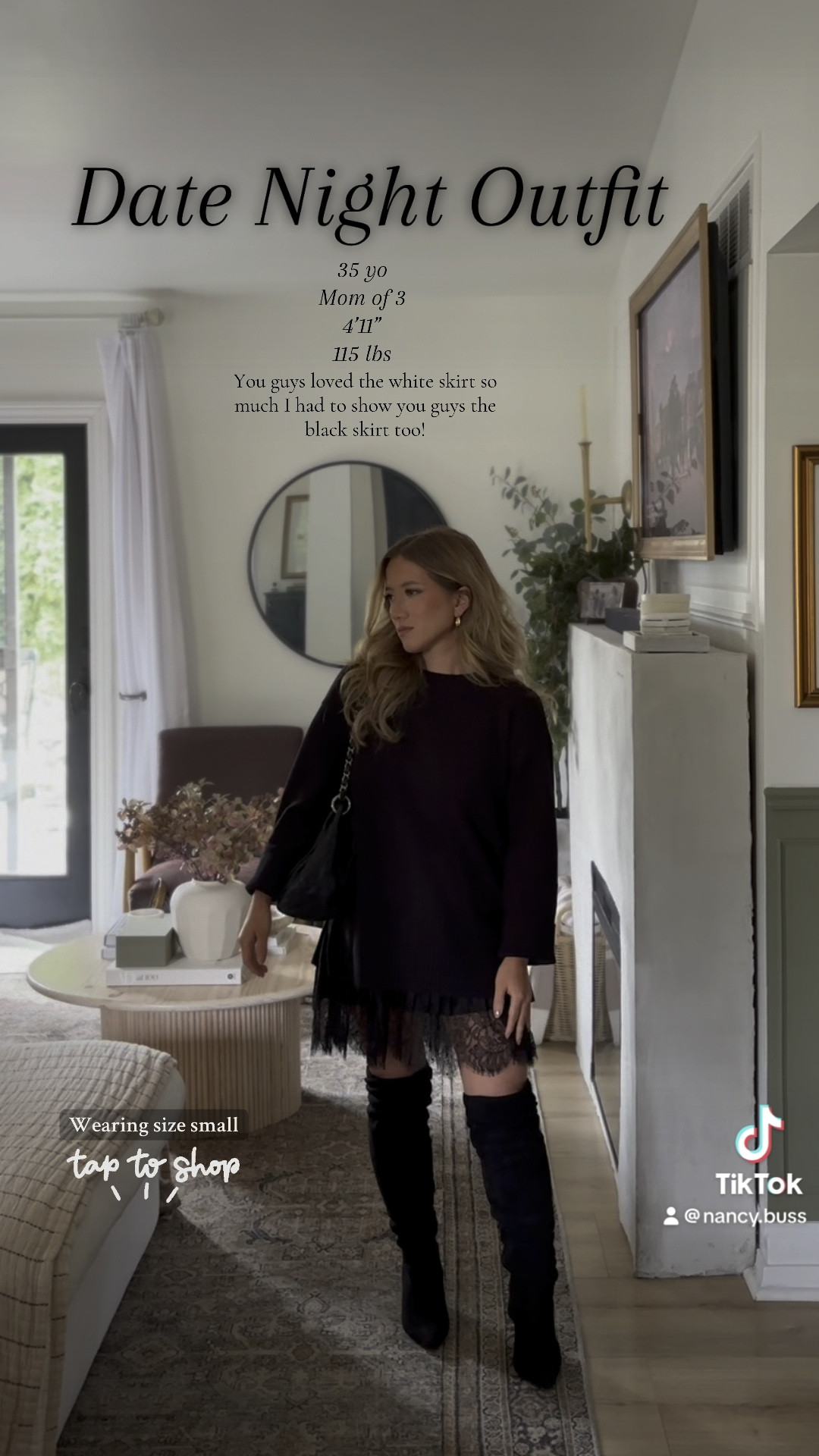 You guys loved the white skirt so much I had to do show it to you guys in black! 

Sweater is from the Loft (you’ll have to go on The Loft website to pick the black color but it is the sweater linked). I’m wearing a size extra small. 

Exact pleated lace skirt can be purchased off Amazon or tik tok shop. 

Boots are atleast 4 years old but I linked similar ones!!

#LTKStyleTip #LTKVideo