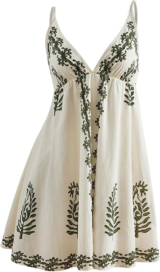 SOLY HUX Women's Summer Boho Cami Dress Deep V Neck Mini Dresses | Spaghetti Strap, A Line, Flowy... | Amazon (US)