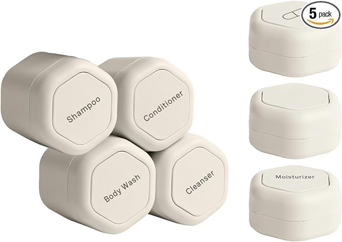 Travel Containers - Daily Routine Capsule Set - Magnetic Travel Capsules - For Shampoo, Condition... | Amazon (US)