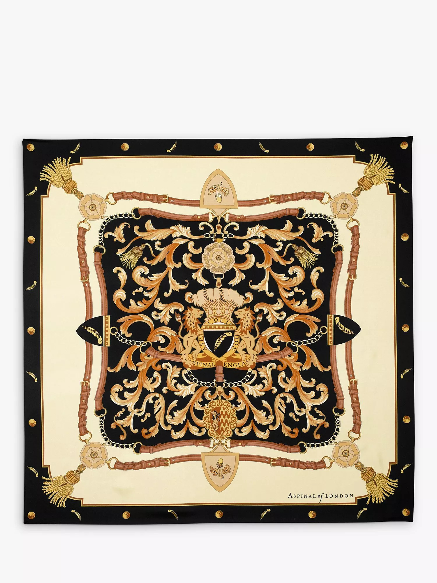 Aspinal of London Signature Shield Silk Square Scarf | John Lewis (UK)
