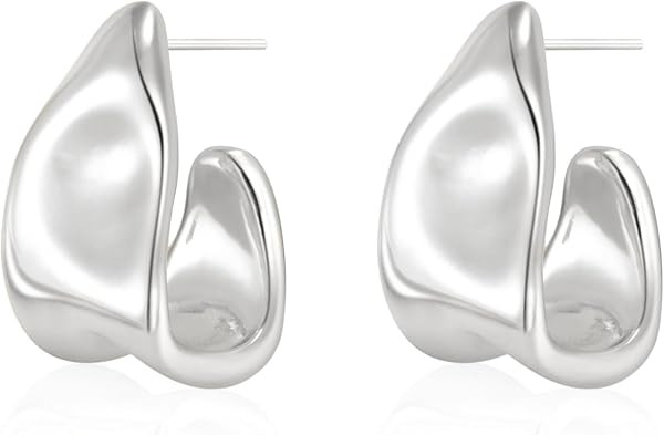 Chunky Gold Earrings for Women, 14K Gold/Silver Plated Statement Geometric Dangle Drop Earrings C... | Amazon (US)