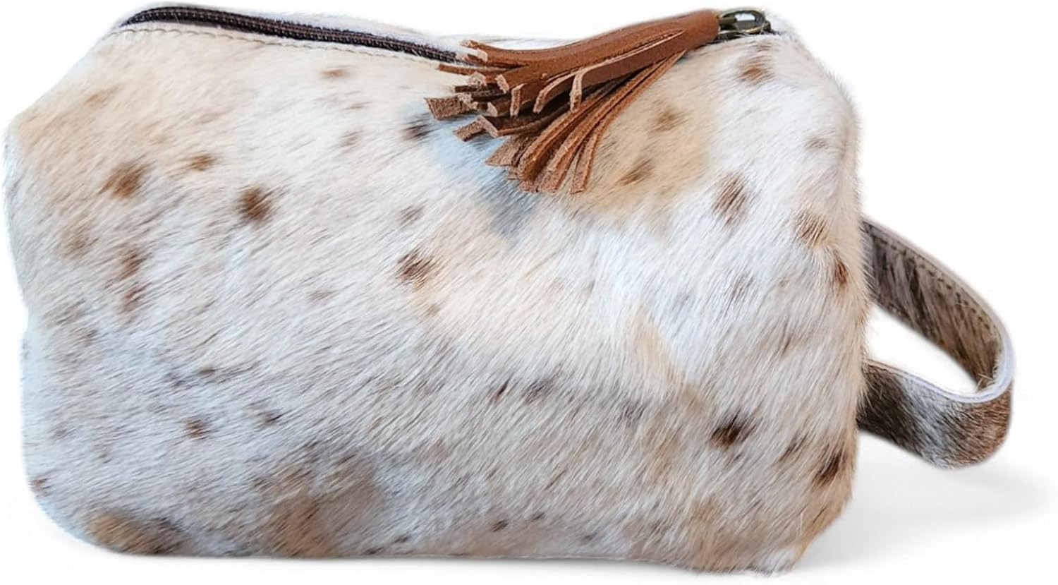 Genuine Cowhide Handcrafted Cosmetic Pouch Highlands Cowhide Makeup Bag Toasted Marshmallow | Amazon (US)