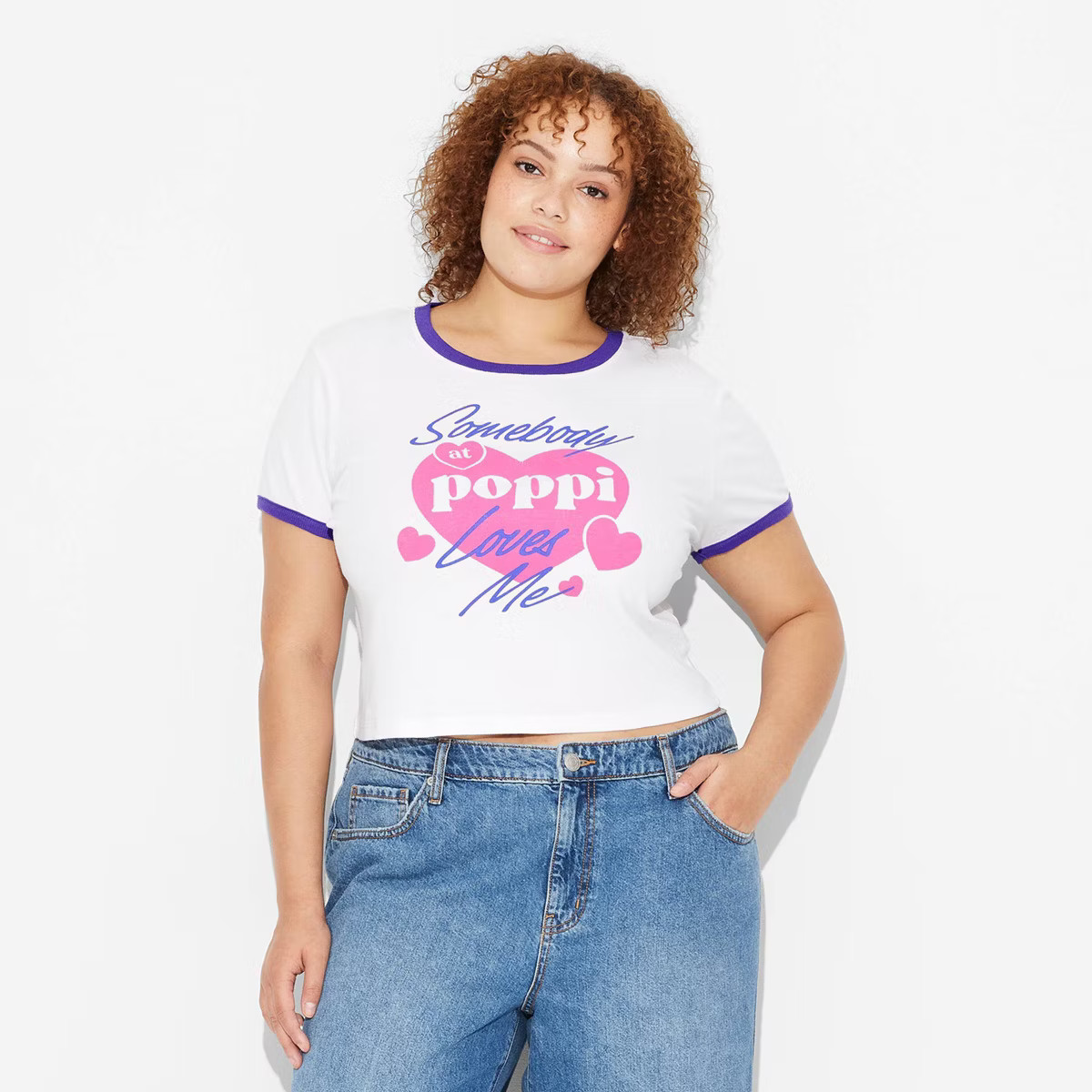 Adult Poppi I’m Loved Ribbed Short Sleeve Graphic T-Shirt - White 2X | Target