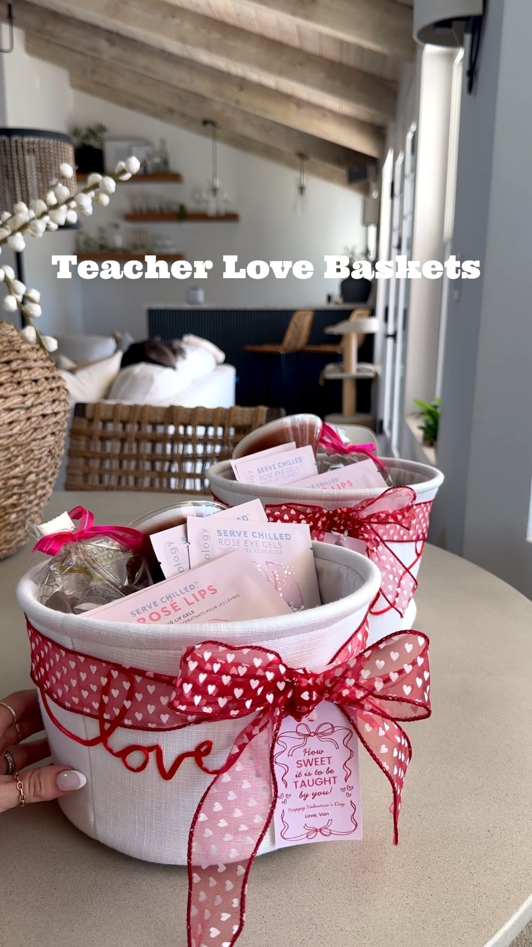 Sharing our Teacher love baskets this year for Valentine’s Day! These love baskets are from target. I added some crinkle paper, some cute Valentine’s Day ribbon and all of the essentials inside. An Anthropologie espresso, martini candle, some chocolate covered gummy bears, and some patchology under eye, masks, and lip masks, which are my favorite. Added a cute gift tag from Etsy and they are set! #ltkgiftguide

#LTKValentine