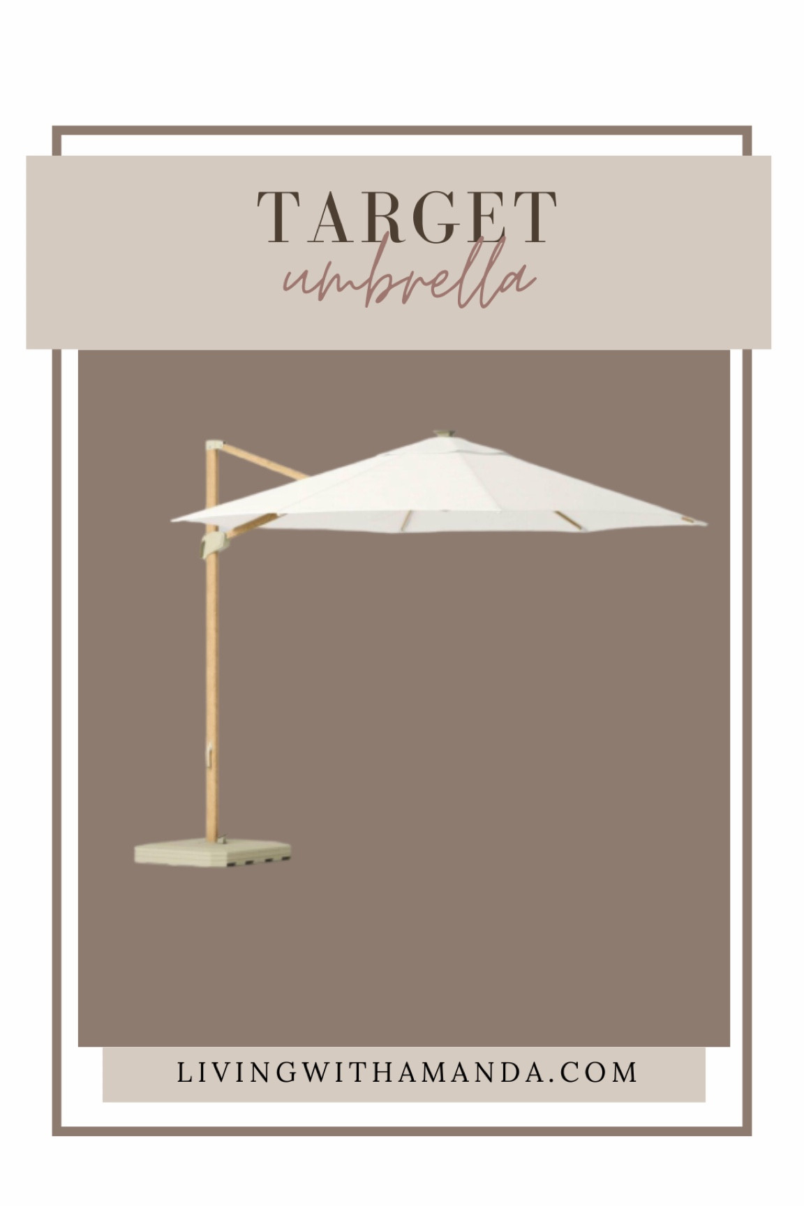 Target Outdoor umbrella

Neutral outdoor umbrella
Patio umbrella
White outdoor umbrella
Umbrella for spring
Outdoor decor
Patio decor
Neutral outdoor decor
Outdoor oasis
Budget friendly outdoor decor 

#LTKhome #LTKxTarget #LTKSeasonal