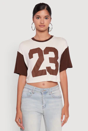 23 Graphic Cropped Football T-Shirt | Rainbow Shops