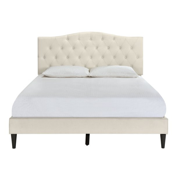 Tufted Arch Upholstered King Platform Bed in Beige - Walmart.com | Walmart (US)