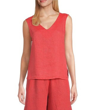 Bryn Walker Cross-Dyed Linen V-Neck Sleeveless Coordinating Tank | Dillard's | Dillard's