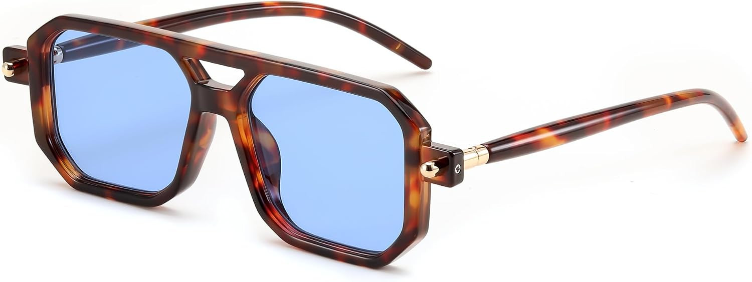 FEISEDY Vintage Square 70s Flat Aviator Sunglasses Women Men B2622 | Amazon (US)