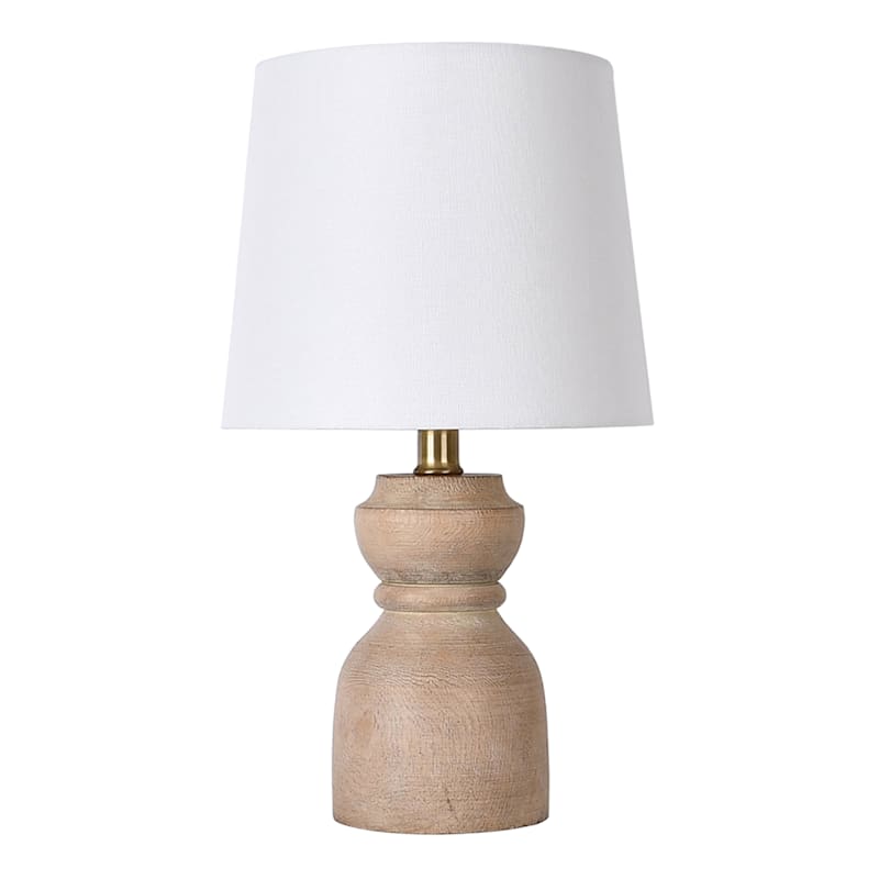 Natural Wood Turned Accent Lamp with Shade, 15.5" | At Home