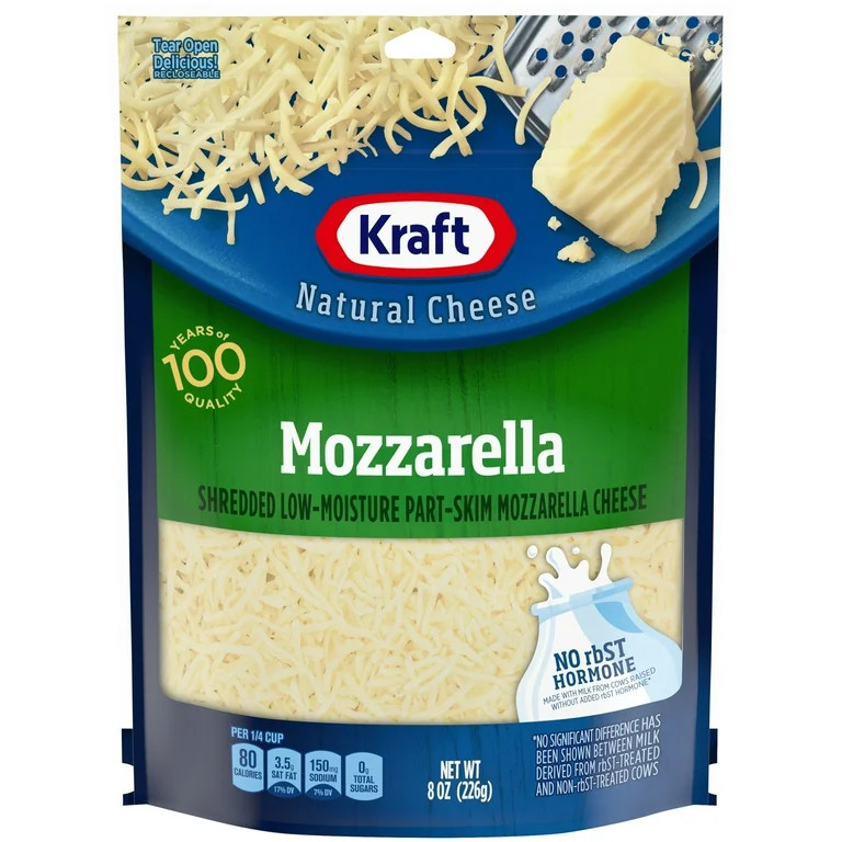 Kraft Mozzarella Shredded Cheese, 8 oz Bag | Walmart (US)