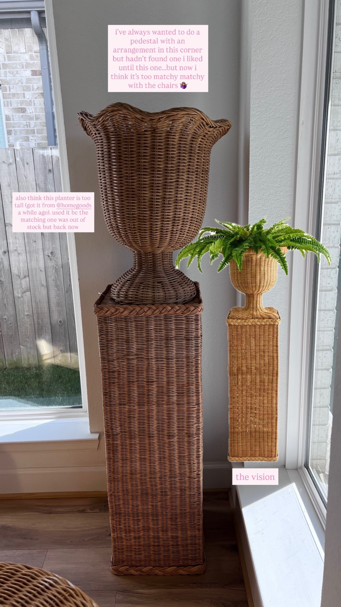 Rattan pedestal and planter, at homee

#LTKHome