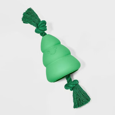 3.25" Rubber Christmas Tree Dog Rope Plush Toy - Boots & Barkley™ | Target
