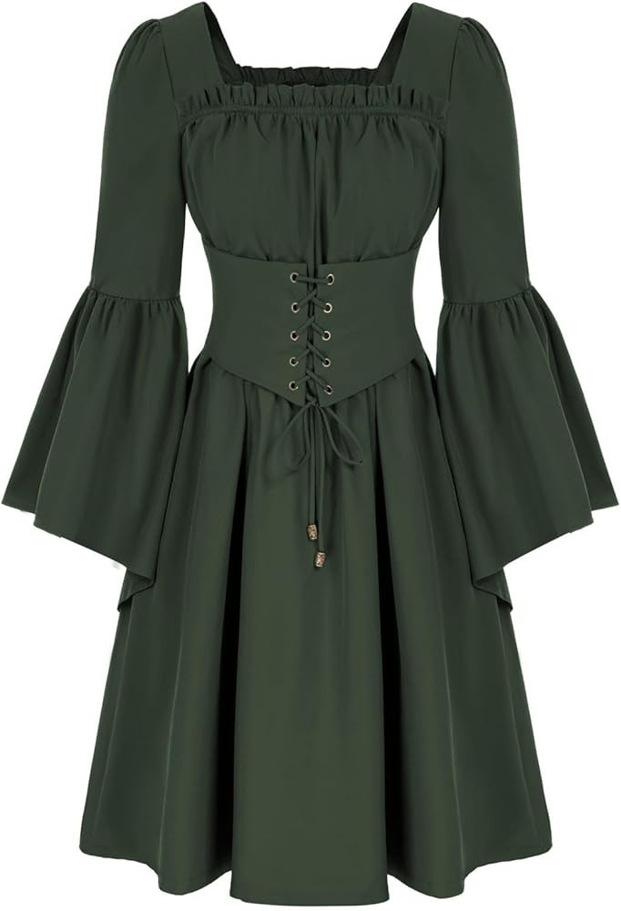Medieval Renaissant Vintage Dress Women with Corset Medieval Costume Women Irish Faire Gothic Gow... | Amazon (US)