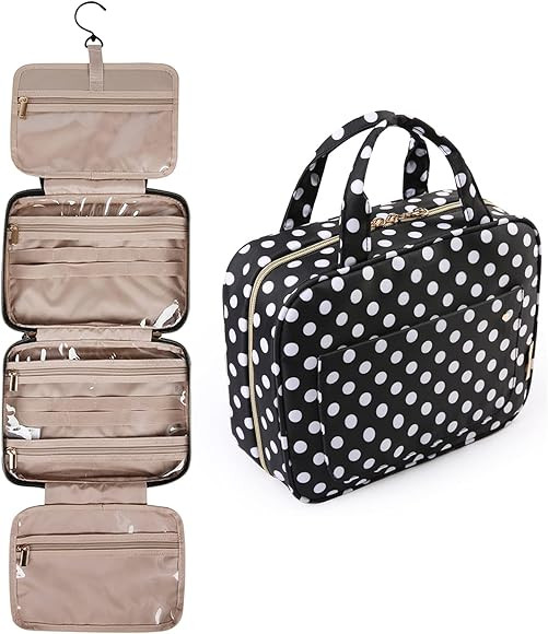 BAGSMART Toiletry Bag Travel Bag with Hanging Hook, Water-resistant Makeup Cosmetic Bag Travel Organ | Amazon (US)