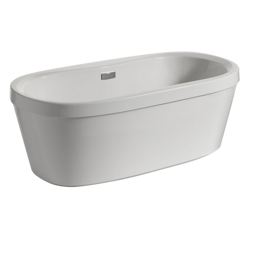 Delta Synergy 5 ft. Acrylic Freestanding Bathtub with Integrated Waste and Overflow in White-B14416- | Home Depot