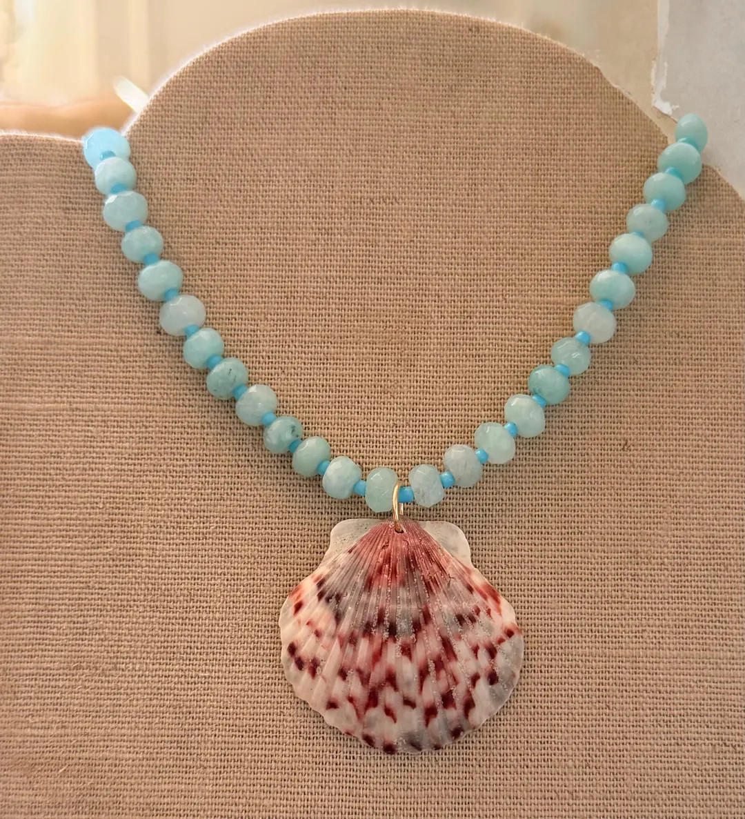Aquamarine Shell Necklace | Etsy (US)