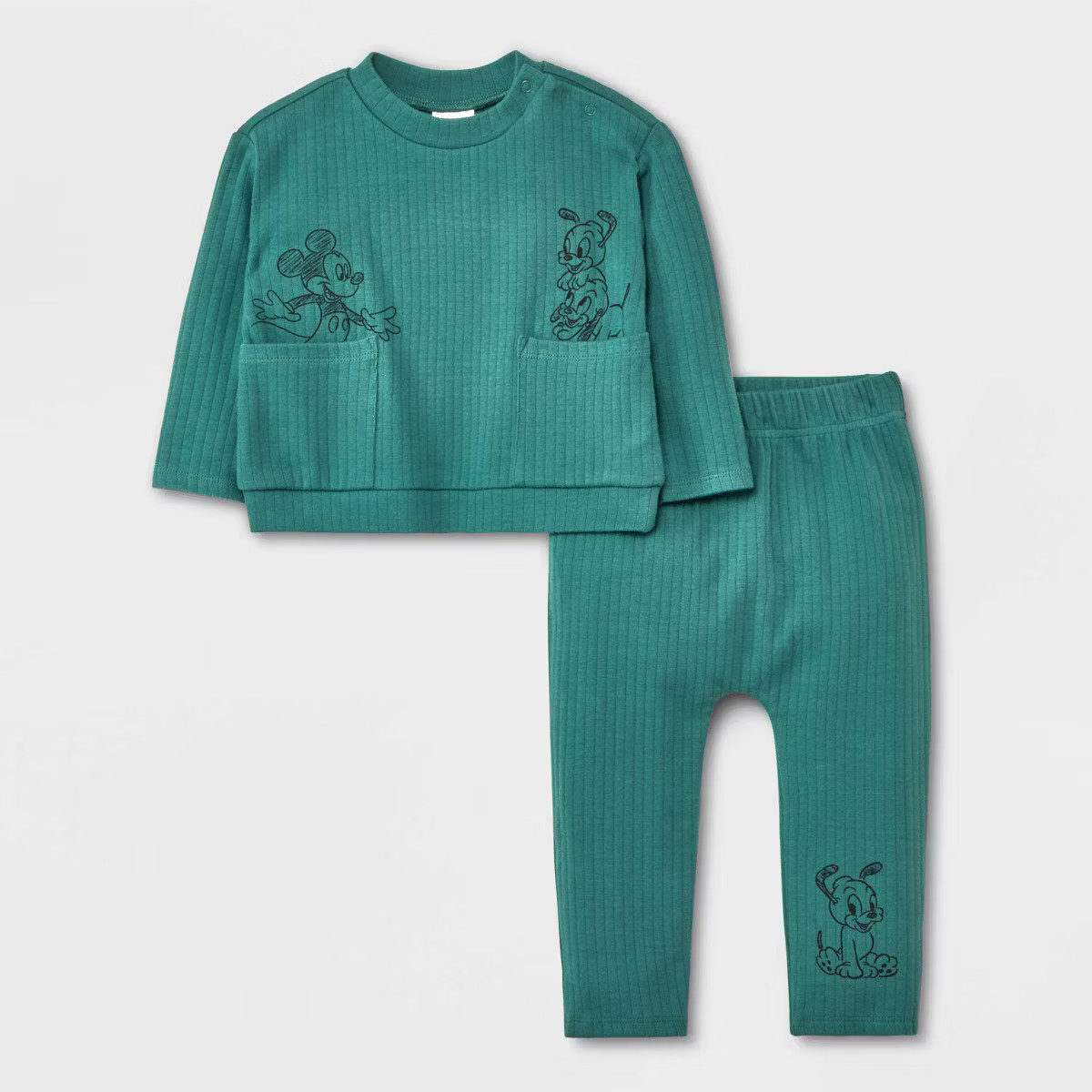 Baby Boys' Disney Ribbed Top and Bottom Set - Green | Target