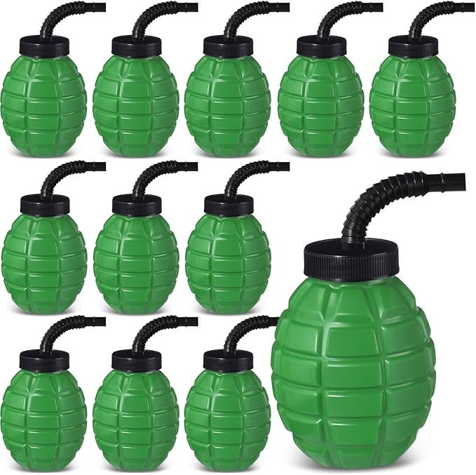 Tanlade Army Birthday Party Camo Party Supplies Grenade Cups with Straws and Lids, 10 oz Plastic ... | Amazon (US)