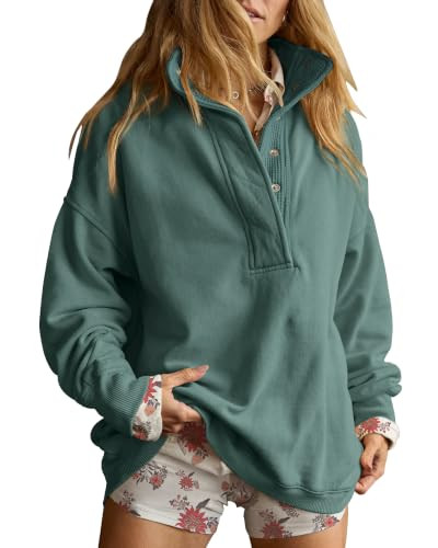 Gacaky Sweatshirt for Women Oversized Henley Neck Pullover Top Fall Outfits | Amazon (US)