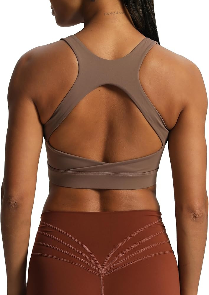 Aoxjox Women's Workout Sports Bras High Impact Fitness Backless Padded Training Gym Khloe Bra Yog... | Amazon (US)