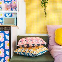 Pair Retro Print Cushion Covers Colourful Fun Style Vintage - Enamelhappy | Etsy (UK)