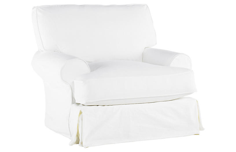 Comfy Swivel Club Chair, White | One Kings Lane