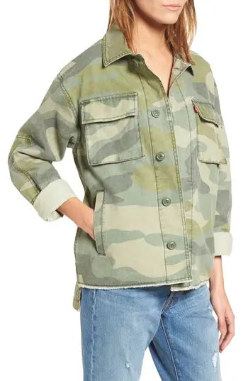 Women's Levi's Oversize Cotton Canvas Camo Shirt Jacket, Size X-Small - Green | Nordstrom