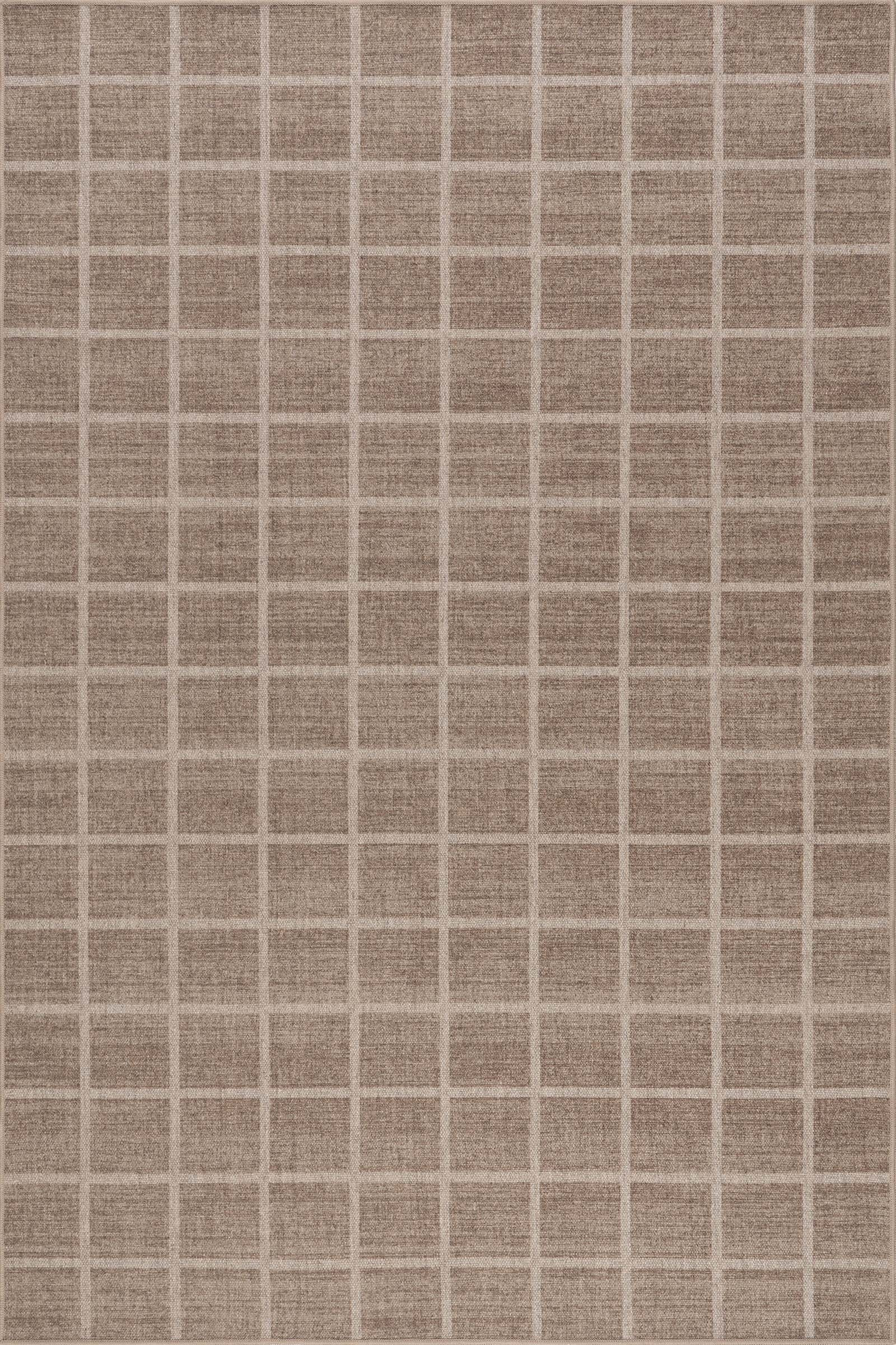 Verity Checkered Washable Rug | Brown | Rugs USA