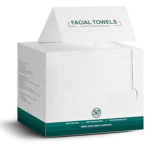 Disposable Face Towels,Extra Thick Soft Clean Facial Towels,Super Absorbent,Biodegradable Dry Wipes,Cruelty-Free Facial Washcloth for Sensitive Skin,Travel,Makeup Remover,50 Count,7.9"×12" | Amazon (US)
