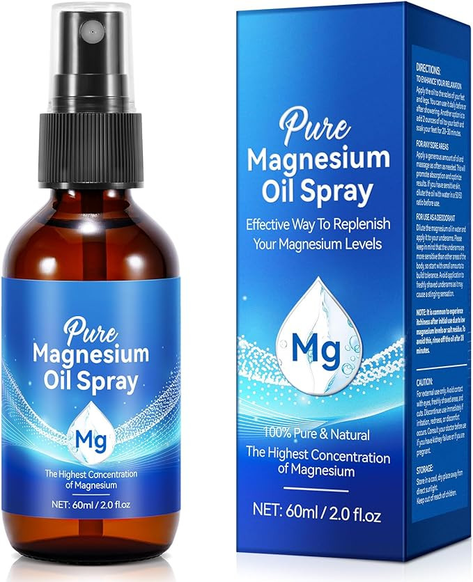 Magnesium Oil for Feet, Magnesium Oil, Pure Magnesium Oil Spray in Glass Bottle, Nourish The Skin... | Amazon (US)