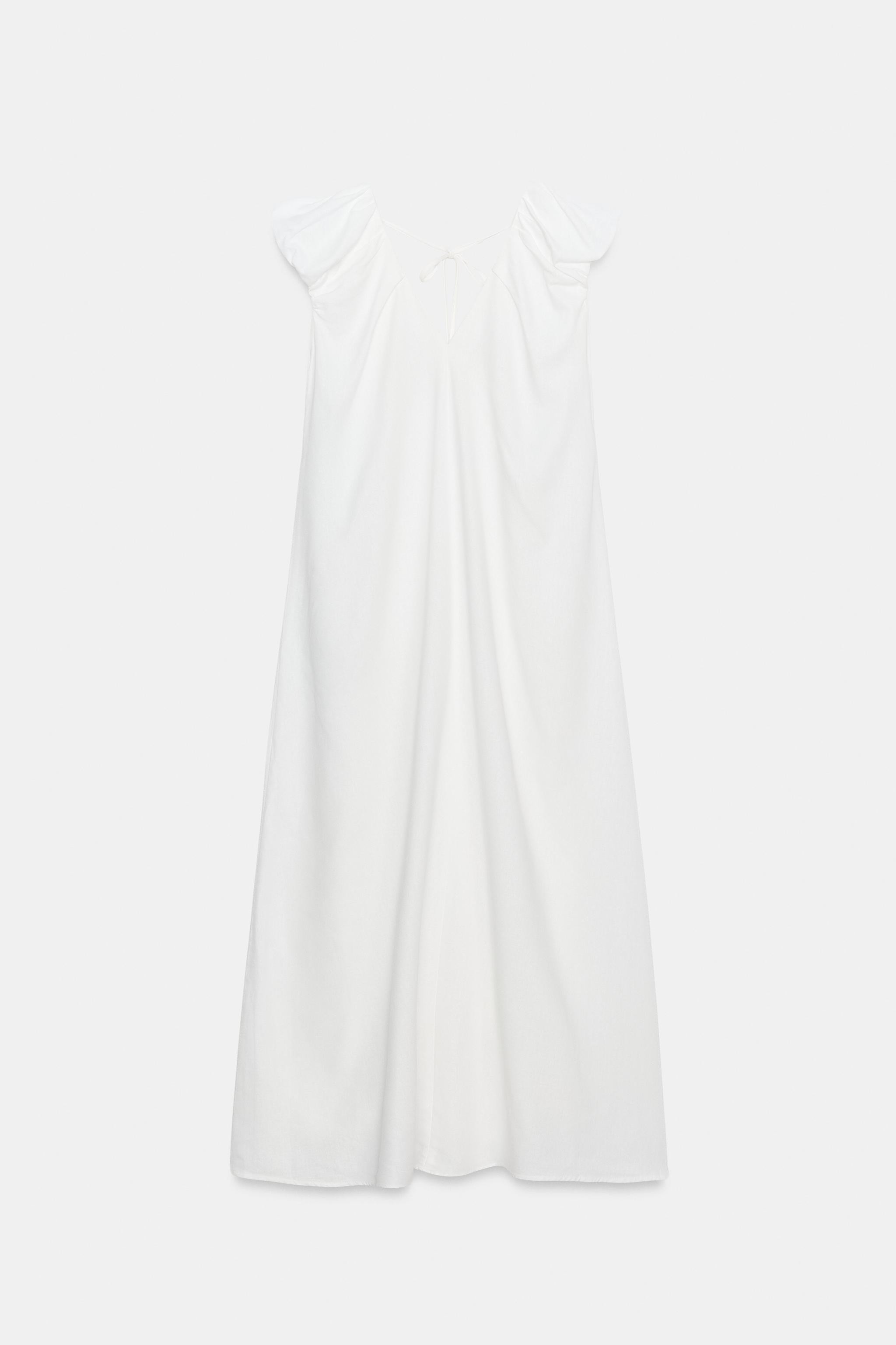 LINEN BLEND LONG DRESS | Zara UK