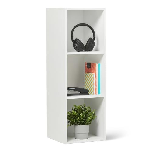 Amazon Basics 3-Cube Bookcase Compatible with Fabric Storage Cube Organizers, White | Amazon (US)
