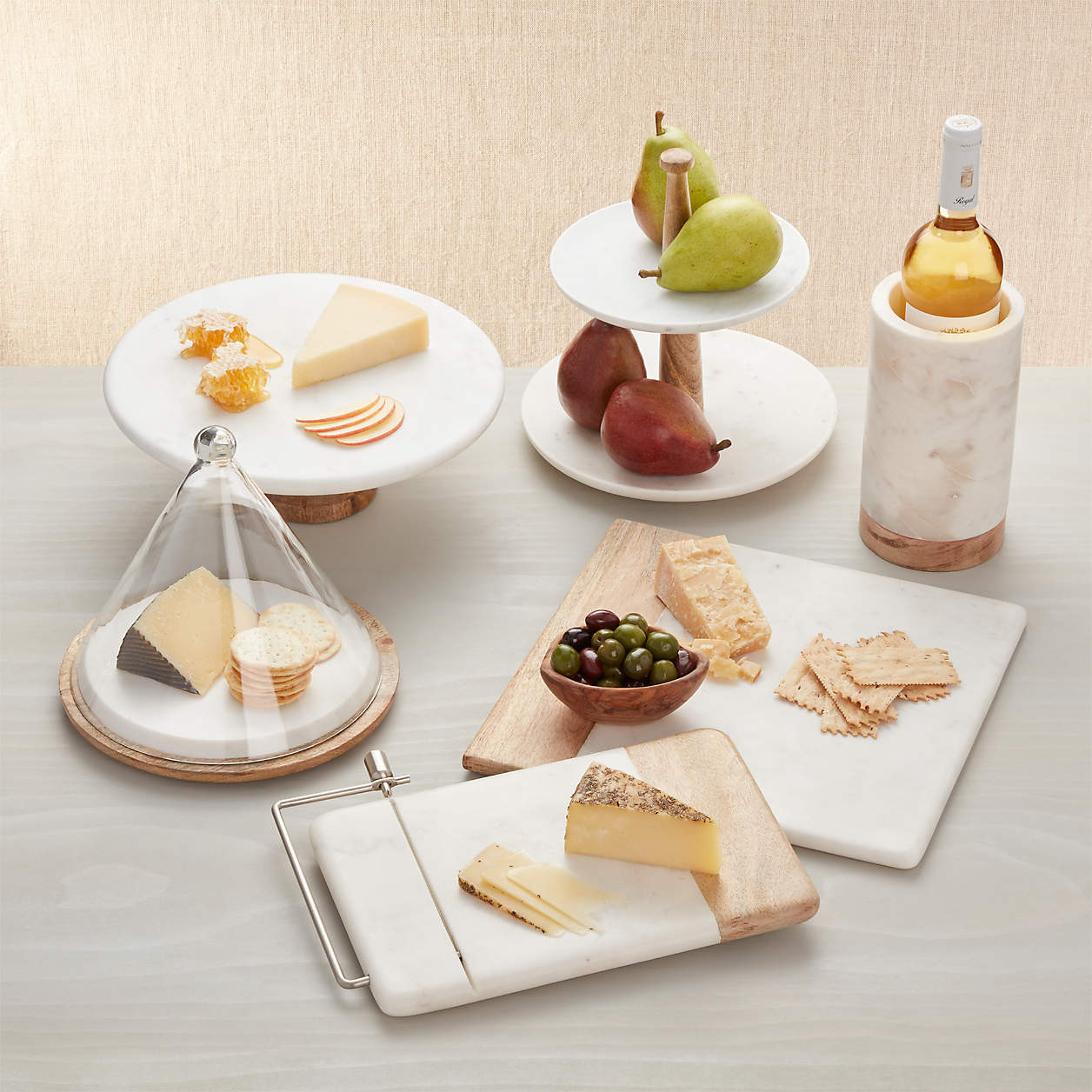 Wood Marble Wine Cooler + Reviews | Crate & Barrel | Crate & Barrel