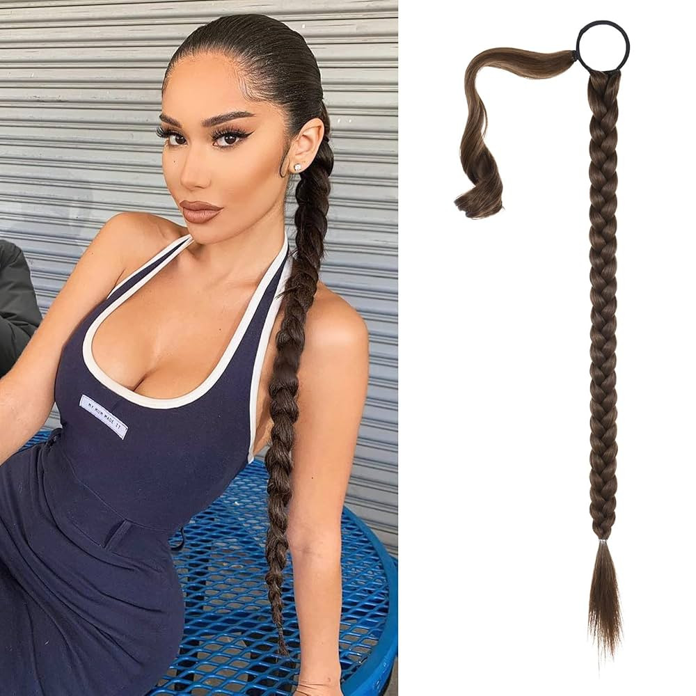 SEIKEA Upgraded Long Braid Ponytail Extension with Elastic Tie Straight Sleek Wrap Around Braid H... | Amazon (US)