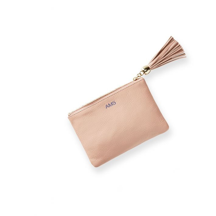 Leather Tassel Zipper Pouch, Foil Debossed | Mark and Graham