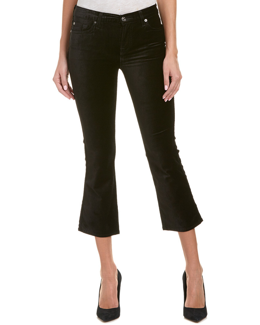 7 For All Mankind Black Velvet Cropped Bootcut | Ruelala