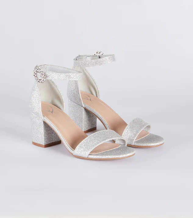 Party Partner Glitter Rhinestone Buckle Heels | Windsor Stores