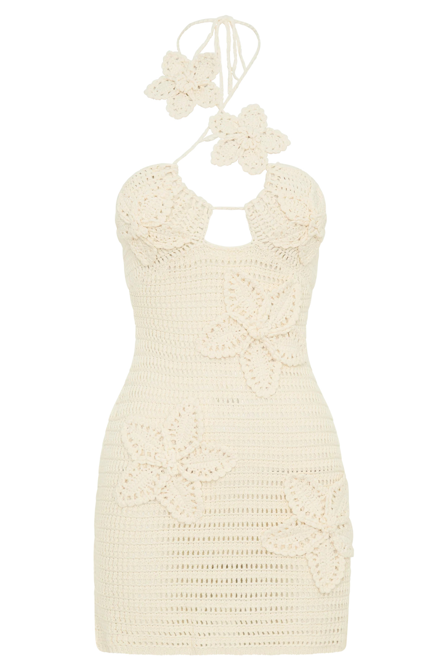 Floral Crochet Mini Dress - Buttercream | MESHKI US