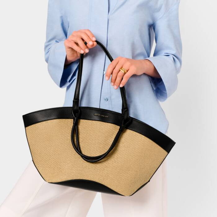 Riviera Raffia Tote Bag in Black | Katie Loxton Ltd. (UK)