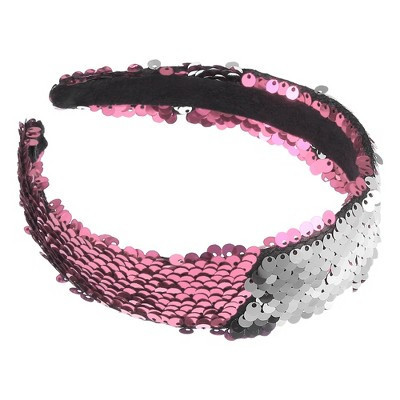 Unique Bargains Party Women's Sparkle Sequins Headbands Pink Silver Tone 1 Pc | Target