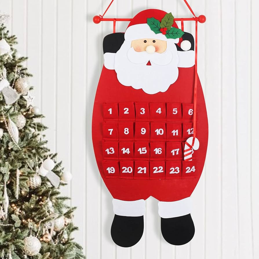 MEZOOM Christmas Advent Hanging Calendar Xmas Felt Santa Claus Countdown Calendar with 24 Pockets... | Amazon (US)